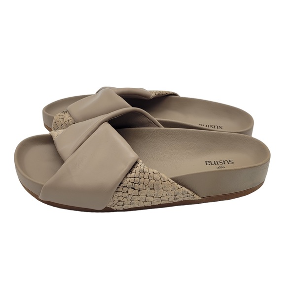 Susina Shoes - NWOB Susina Women’s Jasmin Wrapped Slides Slip Ons Sandals Tan Snake Print Sz 7